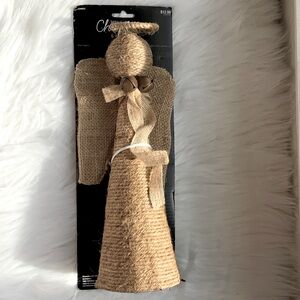 Burlap Angel Figurine with Bells - Holiday - Christmas